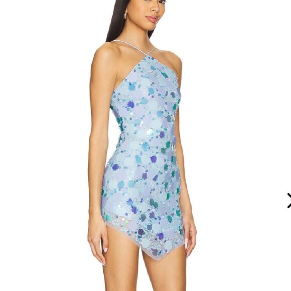 Lovers And Friends Quinn Embellished Mini Dress blue sequin Revolve S - Picture 5 of 8